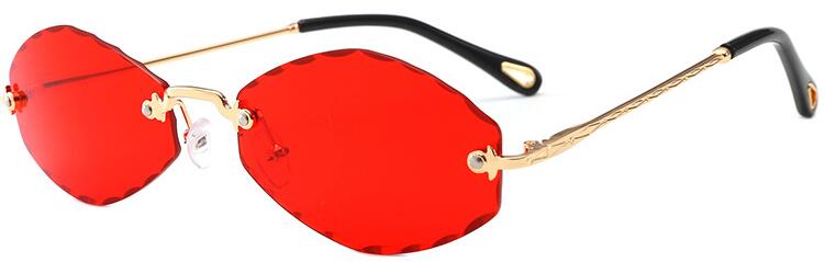 Populaire Kleine Randloze Zonnebril Dames Luxe 90 S Vintage Paars Ovale Zonnebril Man Oculos De Sol: C5 red