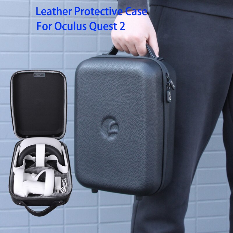 Hifylux Lychee Muster Shock-Proof Hard Reise Wasser-proof Leder Schutzhülle Box Hand Tasche Tragen Fall Für oculus Quest 2