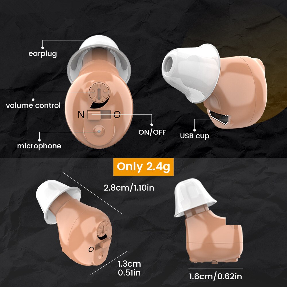 Invisible CIC Hearing Aid Rechargeable Mini Hearing Aids for the Elderly Wireless Ear Aids Hearing Loss Device