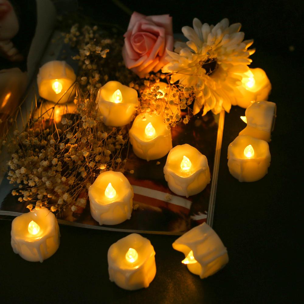 Pack of 12 Candles Lights LED Flameless Candles Light Smooth Flickering Candle Light Battery Operated for Home Wedding Decor: Cs white not remote