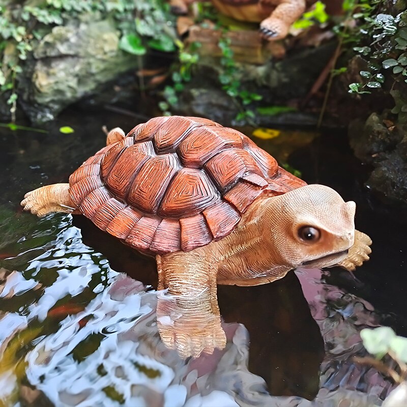 Simulation Floating Turtle Sculpture Ornaments Outdoor Courtyard Pond Micro Landscape Statue Crafts Garden Pool Decor