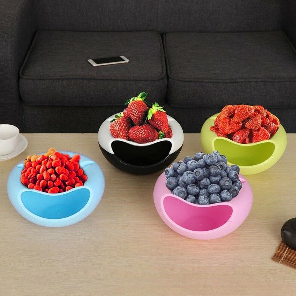 Lazy Snack Bowl Plastic Double-Layer Snack Storage Box Bowl Fruit Bowl And Mobile Phone Bracket Chase Storage Artifact