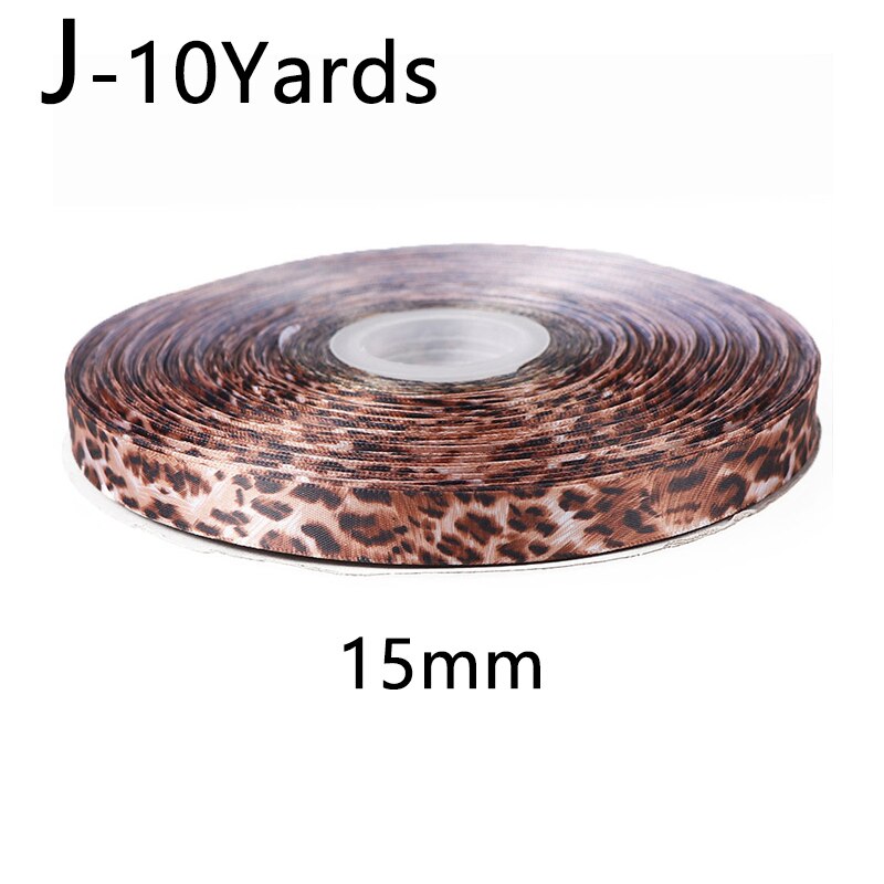 10Yards 10/15/25/40mm Leopard Print Printed Polyester Ribbons Transfer Printed Grosgrain Clothing DIY Handmade Materials: J