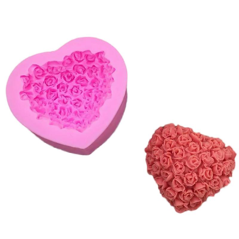 DIY Zachte Klei Handgemaakte Zeep Puddingvorm Hart Rose Patroon Fondant Chocolade Roos Bloem Zeep Siliconen Mal