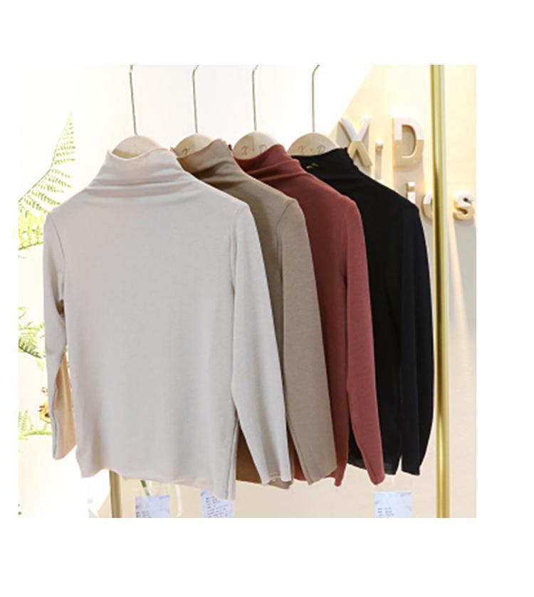 Meisjestrui coltrui katoen jongens meisjestruien hoge hals voor de winter kinderen gebreide tops gebreide trui jongens zwarte herfsttops: Baksteenrood / 4t