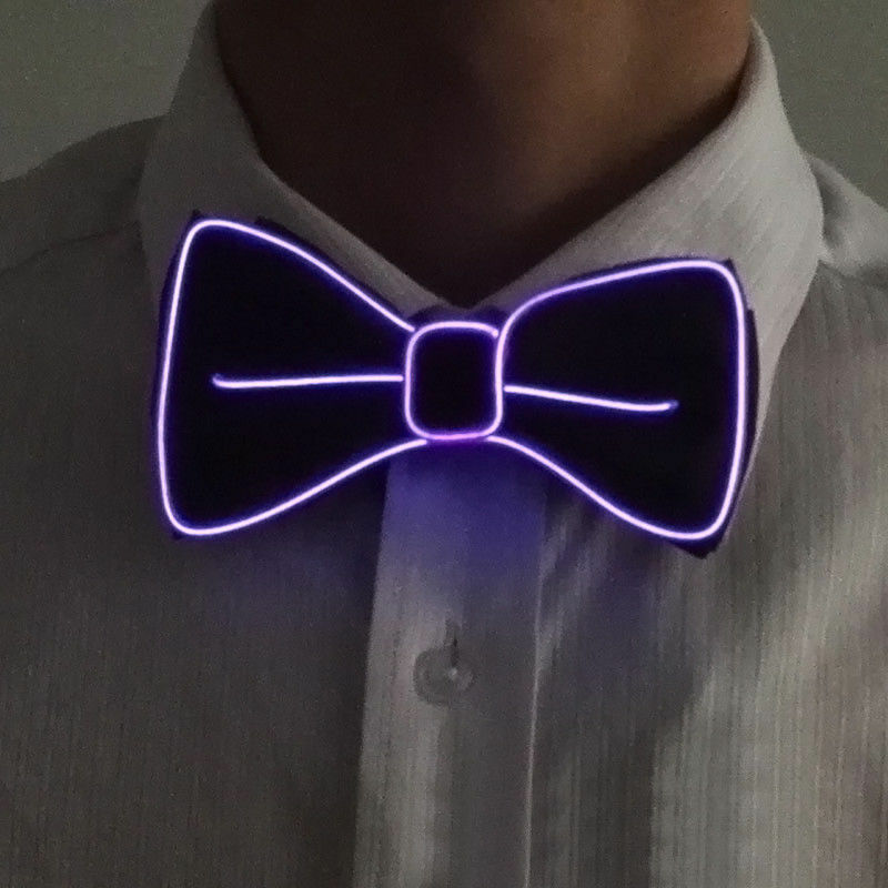 Neueste Männer LED Draht Krawatte Bowtie Blinklicht Bis El Draht Fliege Krawatte LED Mens Lichter Bowtie Hochzeit glühen partei Liefert: Purpurrot