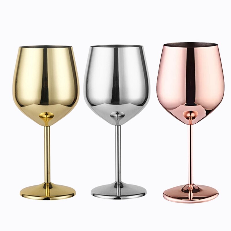 Verre à vin en acier inoxydable, gobelet à jus, à Champagne, pour Cocktail, à whisky, paquet de 3, 500Ml: Default Title
