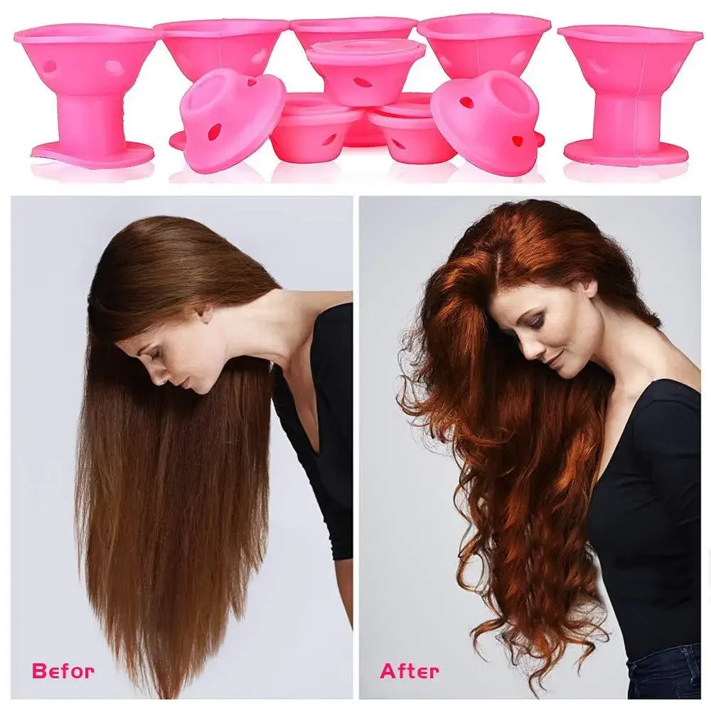 10Pcs Soft Rubber Hair Curlers Silicone Heatless Hair Rollers Clips No Hurt Hair Rollers Hairdressing DIY Hair Styling Tools