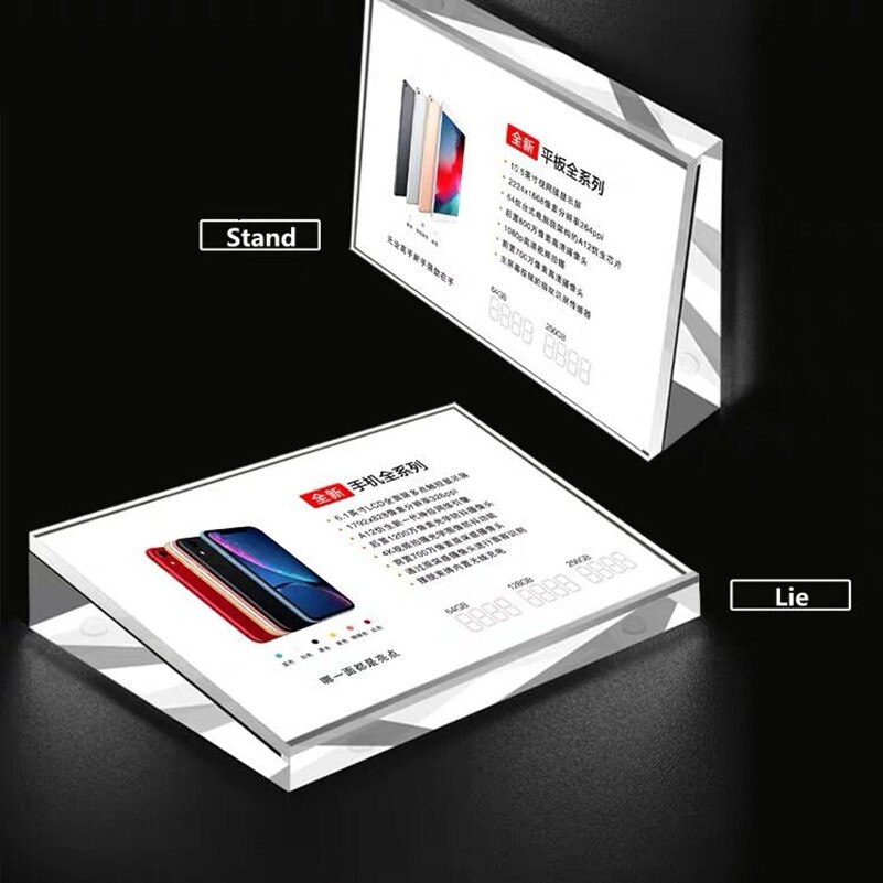 A4 Tabletop Beveled Square Acrylic Sign Holder Stand Mobile Cellphone Price Tag Advertising Picture Display Stand Frame