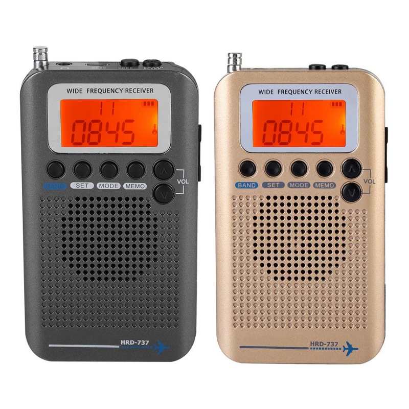 Portable Full Band Radio Aircraft Band Receiver FM/AM/SW/ CB/Air/VHF World Band with LCD Display