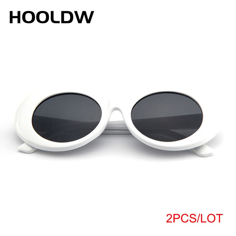 2 st/lot clout goggle kurt cobain solglasögon herr dam vintage ovala runda solglasögon dam  uv400 glasögon gafas de sol: 2 vitgrå