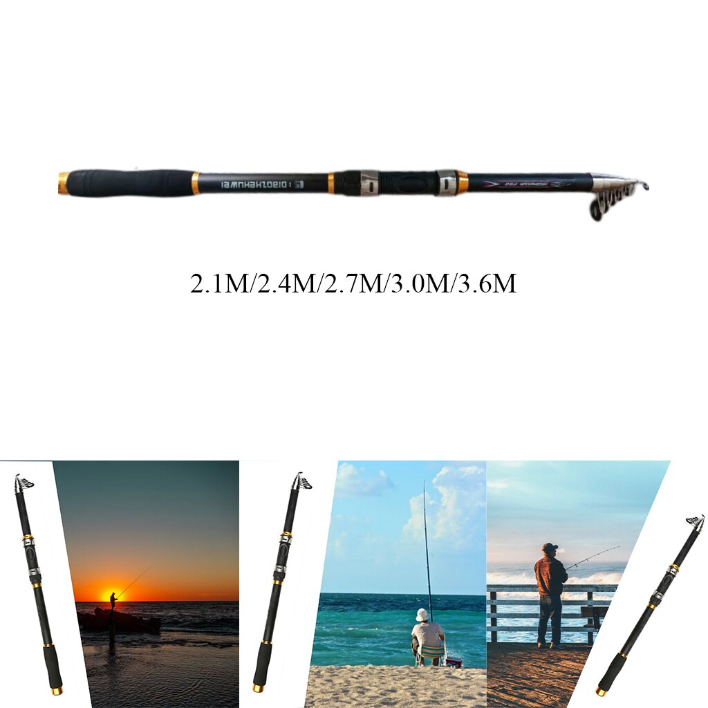 Caña de pescar retráctil portátil superdura, 2,1 m/2,4 m/2,7 m/3,0 m/3,6 m, grande, telescópica para pesca en el mar al aire libre