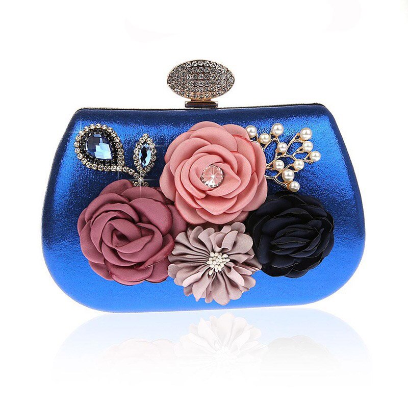 Sac à main bleu doré pour femmes | Pochette pour femmes à fleurs exquises, pochettes de soirée pour Banquet de mariage, sacs à main ZD1068: Blue