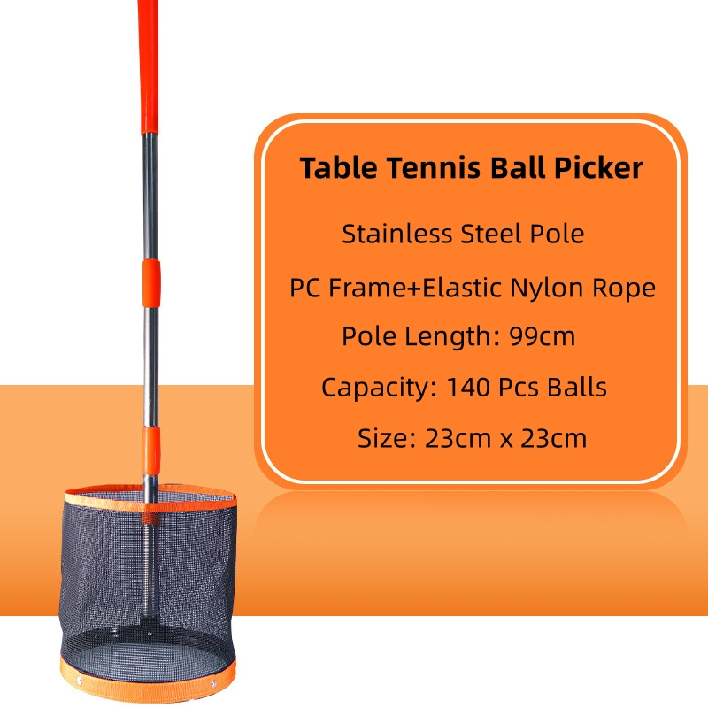 99 cm roestvrijstalen paal pingpongbal picker ronde emmer tafeltennisbal verzamelaar, staat om 140 stuks ballen te bevatten: Oranje