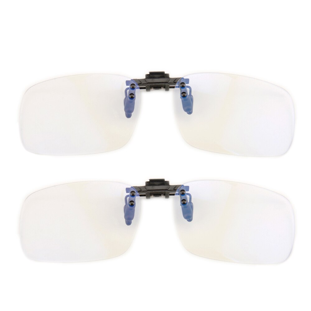 Gudzws Glasses Clips on Anti Blue Light Filter UV Blocking Rectangle Frame Anti Eye Strain From Computer TV Vedio Unisex: 2PCS White