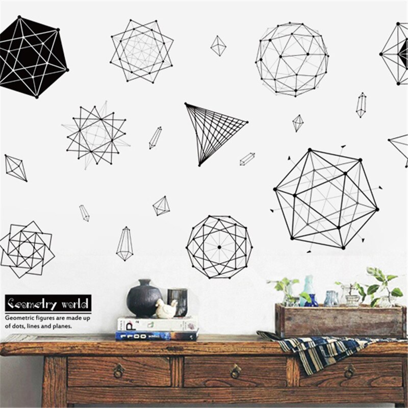 Geometric Patterns Polygon Wall Stickers for Living room Kids room Bedroom Classroom Nursery Vinyl Wall Decals Murals Sticker
