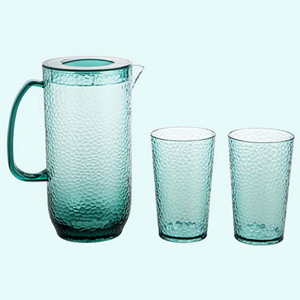 1950ml Plastic Juice Water Bottle Jug Drinkware Large Bottle Pot with Lid Water Dispenser Container Green Cup Mug: 1pc jug   2pcs cups