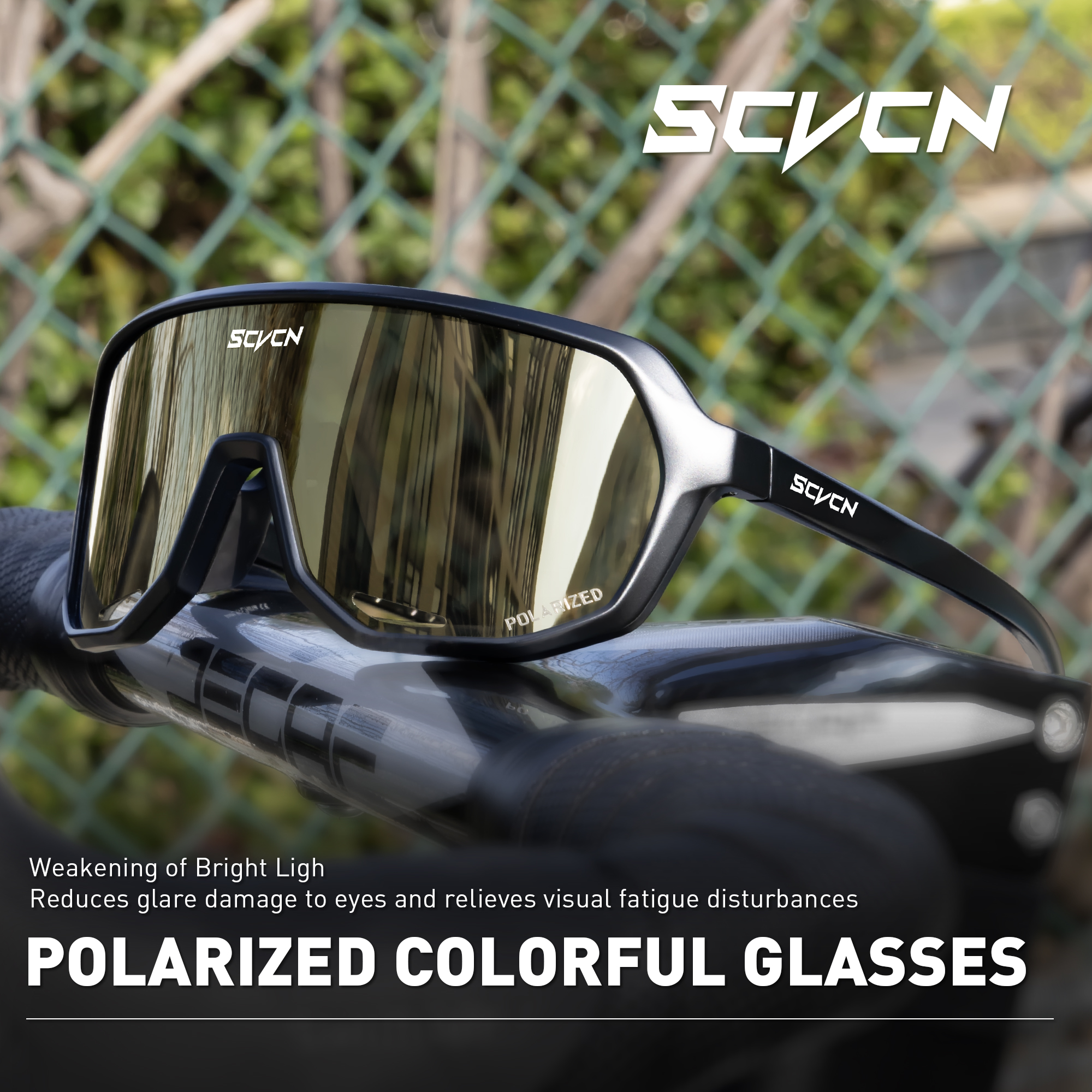 SCVCN Polarized Sunglasses for Driving Cycling Glasses Bicycle Mountain Bike Men Women UV400 Casual Glasses: Red