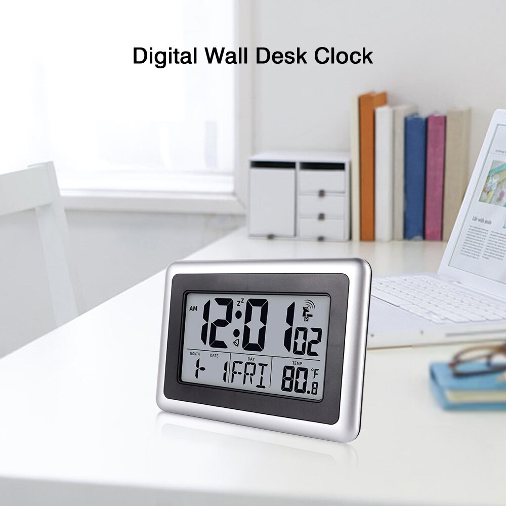 LCD Digital Wall Clock Alarm Desk Temperature Home Large Display Indoor Outdoor desk Clock