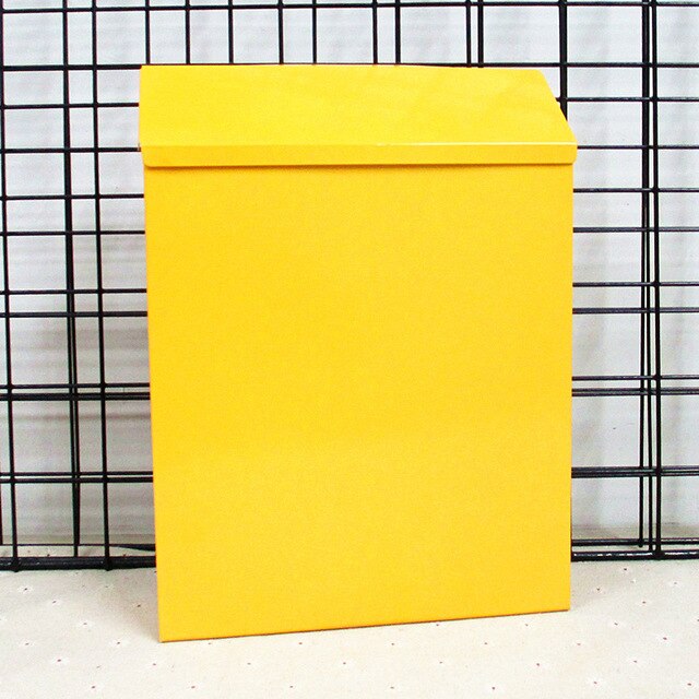 European style iron sheet with lock mailbox American style mailbox suggestion box hanging wall rural style letter box: Yellow 3