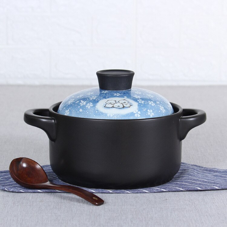 Cazuela de cerámica de varios tamaños japonesa, olla para sopa de cerdo de dibujos animados, resistente al calor, para el hogar