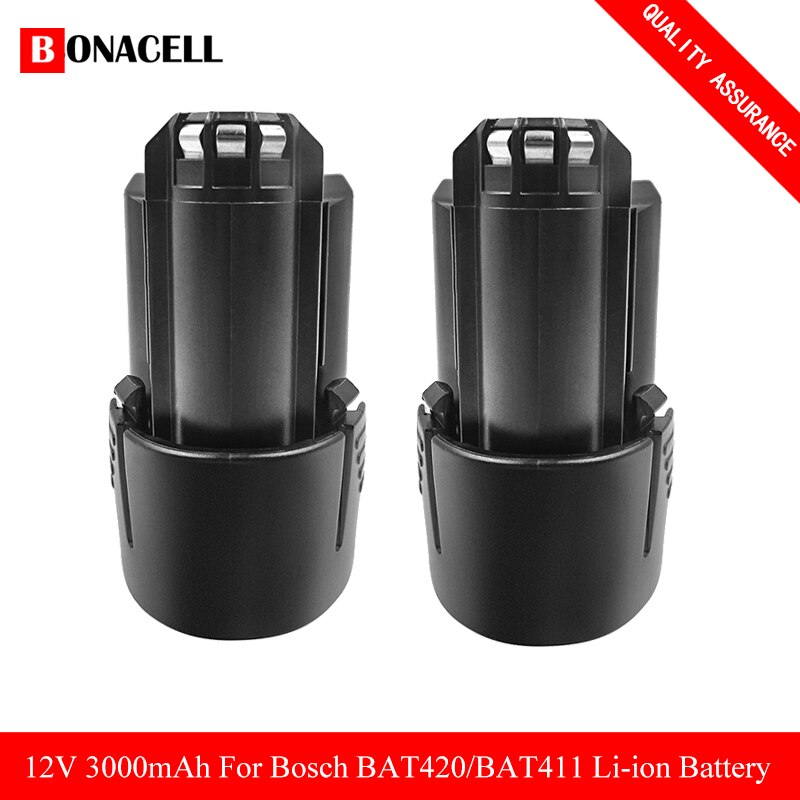 12V 6.0Ah Li-ion BAT420 Replacement Battery for Bosch BAT411 BAT412 BAT413 BAT414 10.8-Volt Max Battery Cordless Power Tools L50: 2 Pack 3000mAh