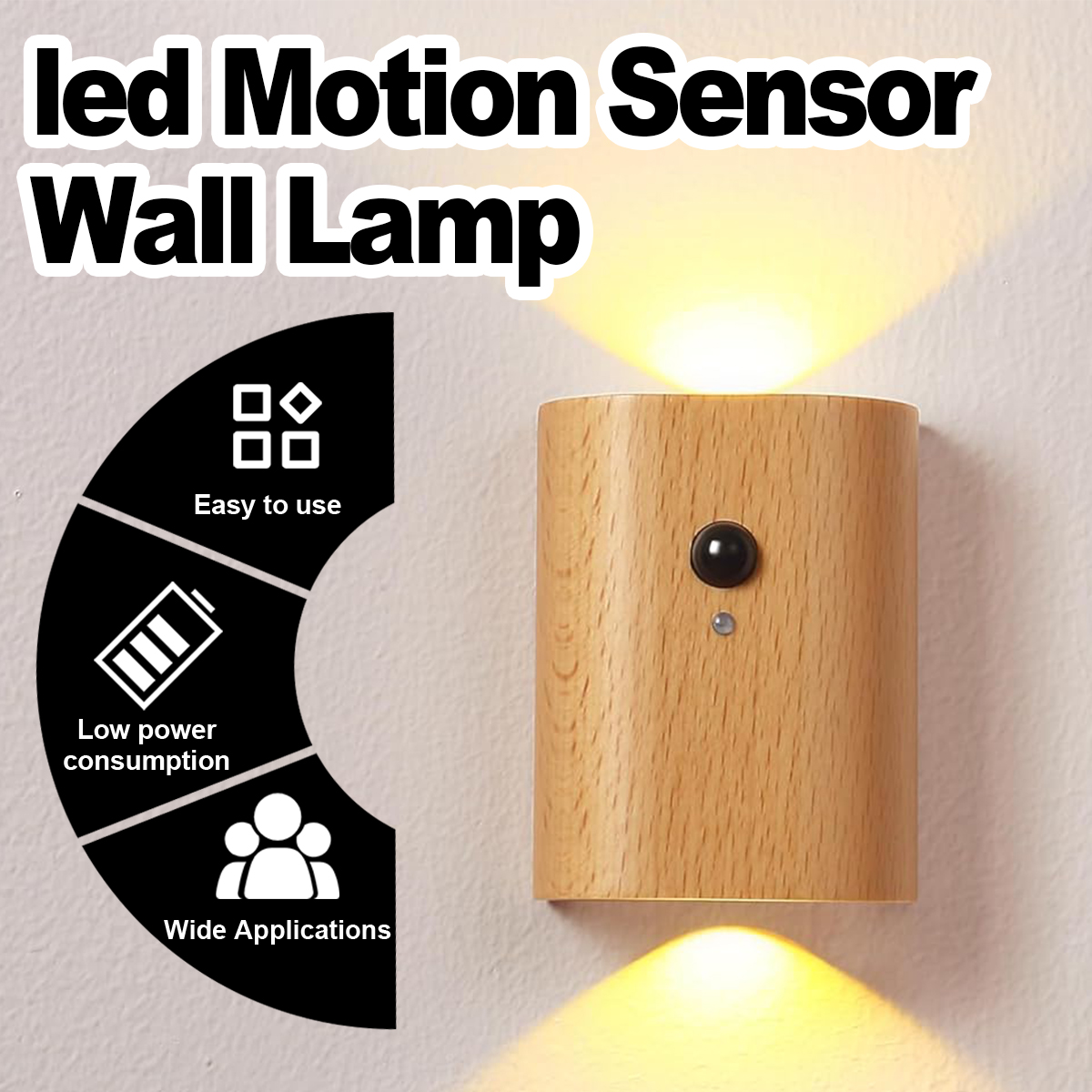 Intelligent Induction Wall Lamp Warm White Light Led Wooden Rechargeable 0.4w Infrared Night Magnetic Bulb Hallway Plug Cupboard