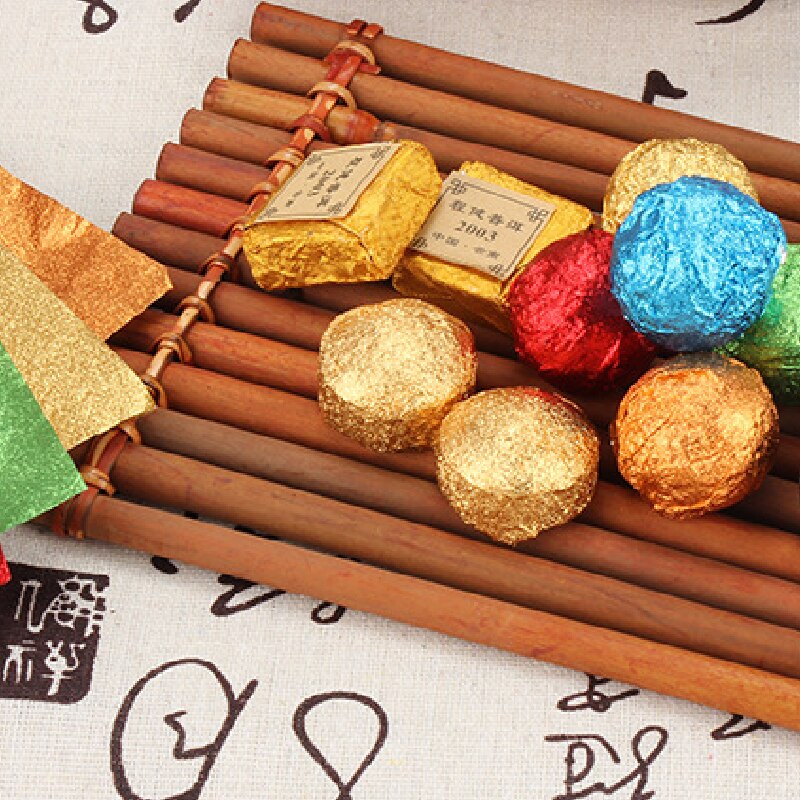 Papel de aluminio colorido para envolver chocolates, envoltorio de té, , paquete de alimentos, embalaje de dulces para de boda, 100 piezas