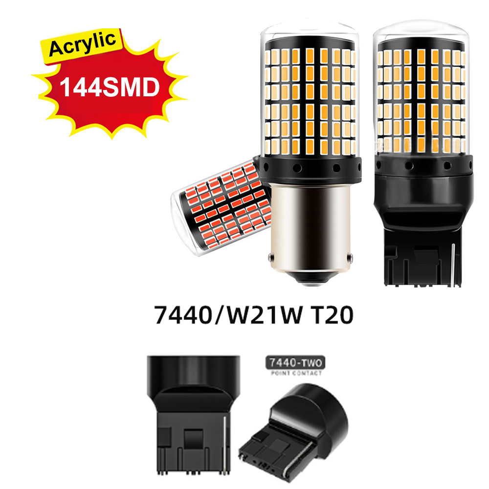 2x P21W PY21W bombilla LED para coche Ba15s 1156 Bau15s T20 WY21W W21W 7443 luz de señal LED de alta potencia Canbus sin error lámpara de marcha atrás automática: Rojo / changeable