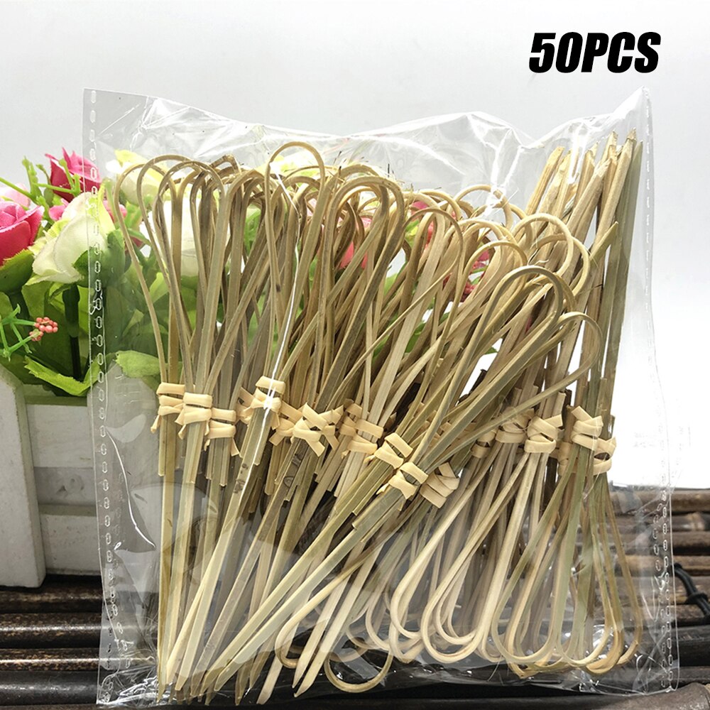 50Pcs Wegwerp Bamboe Stok Met Twisted End Schaar Vorm Voor Barbecue Snack Sandwich Fruit Bamboe Stok 12Cm lengte: ZHGZ15609