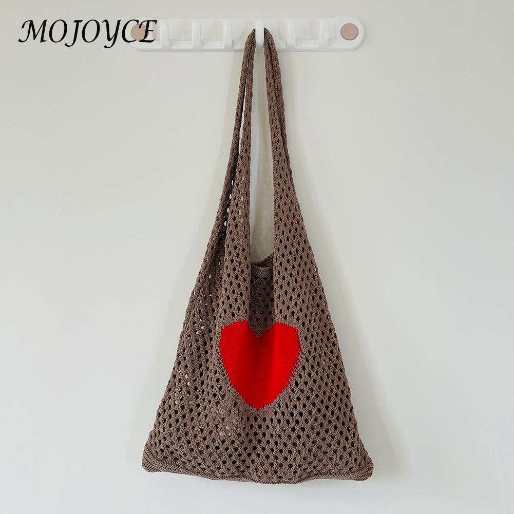 Frauen Gestrickte Schulter Tasche lässig Strand Gittergewebe Hohl gewebte Tote Handtasche Häkeln Tasche Kupplung für Frauen