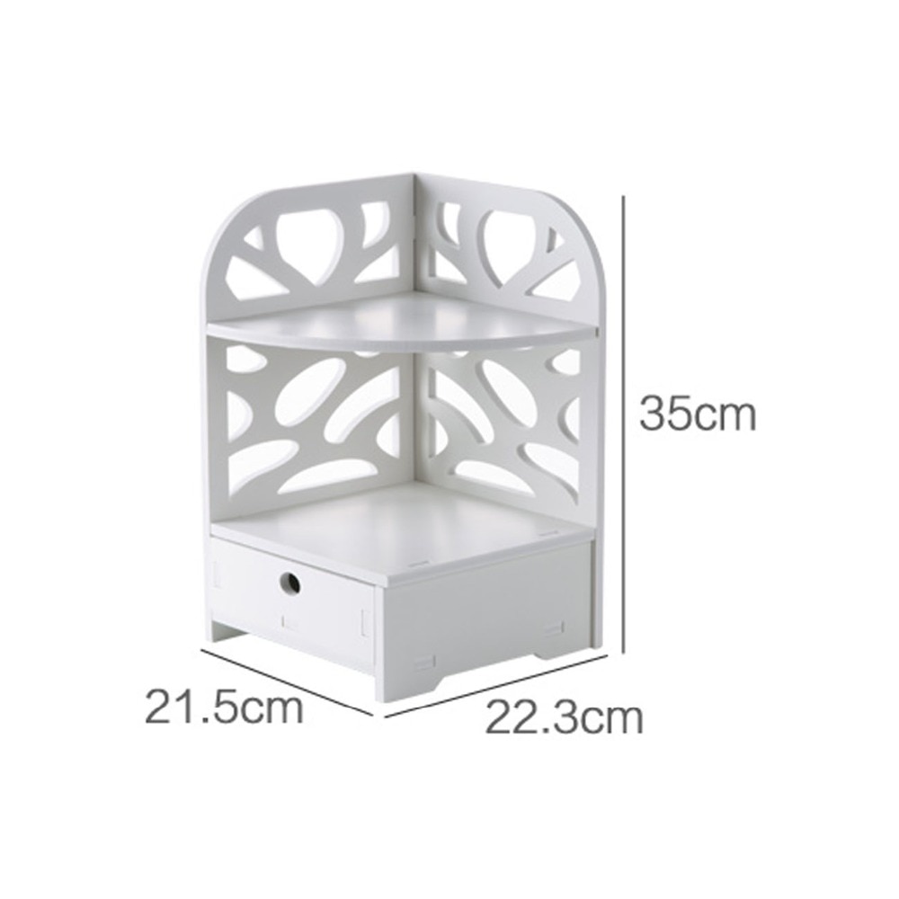 OTHERHOUSE Bathroom Organizer Wood Shelf Desktop Storage Rack with Drawer Makeup Organizer Shower Caddy Corner Shlves Stand