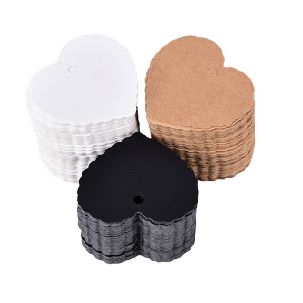 50pcs Kraft Paper Heart-shaped Small Label Diy Jewelry