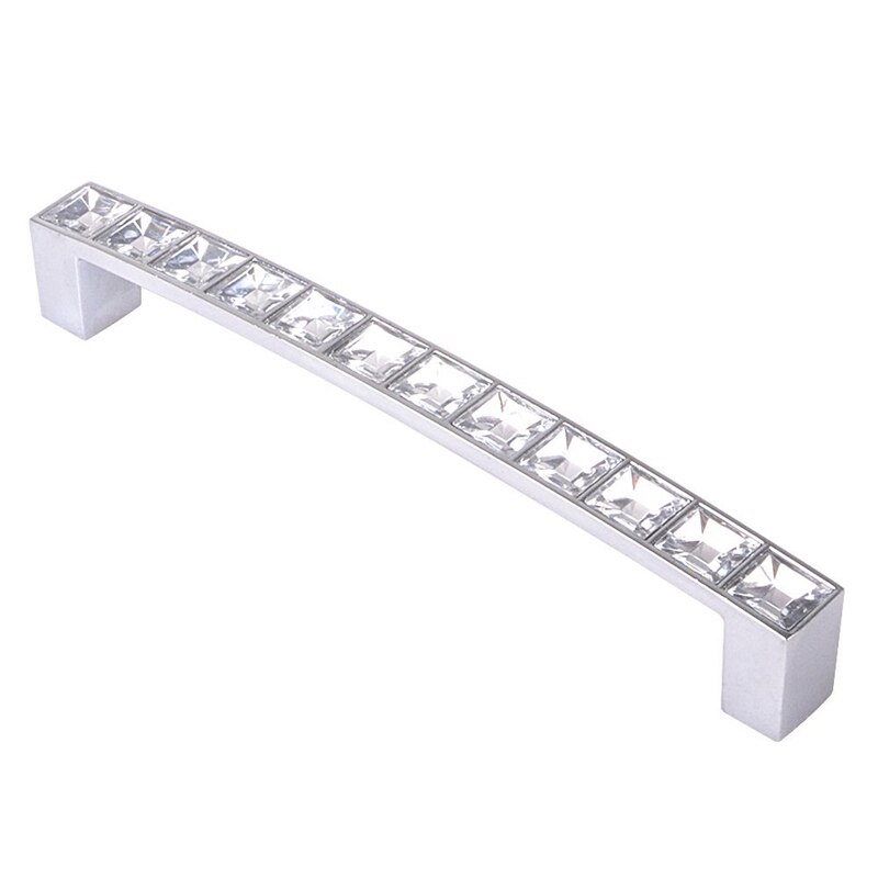 Lot de 8 boutons de poignée carrés en cristal strass, Style européen, clair, pour porte, armoire, tiroir, armoire, 128Mm