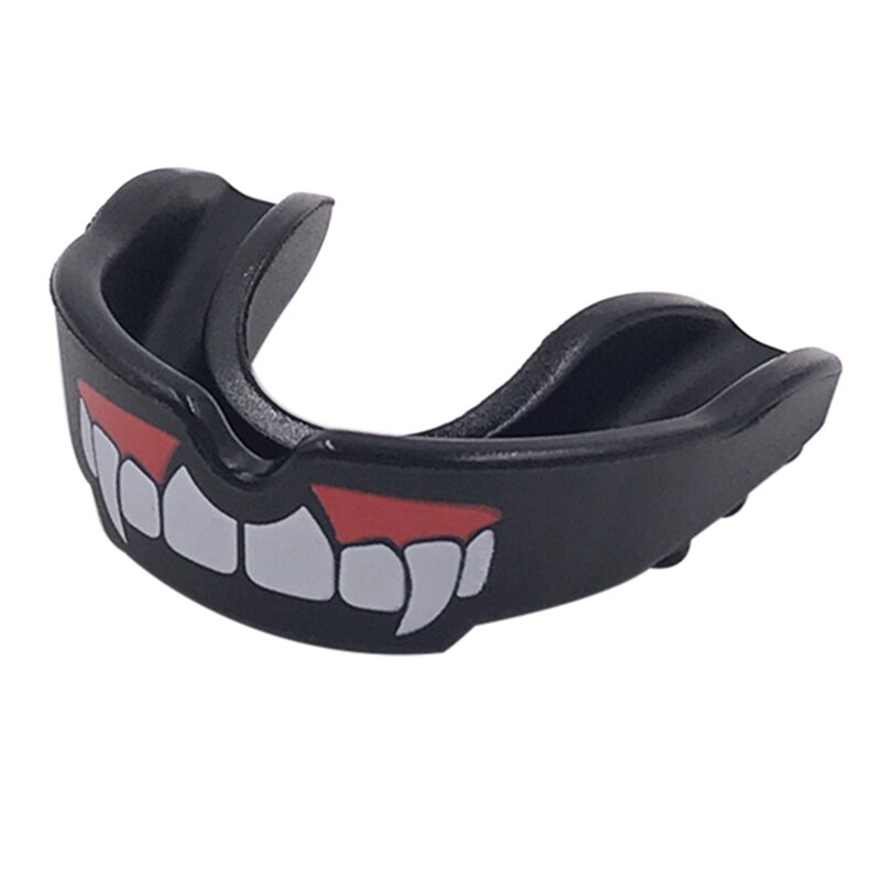 Boca guarda dente impresso grau alimentício eva dentes orais protetor de segurança ao ar livre boxe futebol formação acessórios: Black