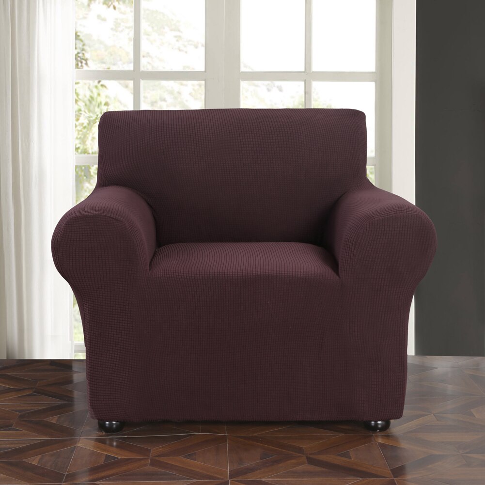 Jacquard Stretch Cover for Armchair Living Room 1 Seater Sofa Cover Furniture Cover Couch Slipcover Case Armchair Cover Elastic: Brown