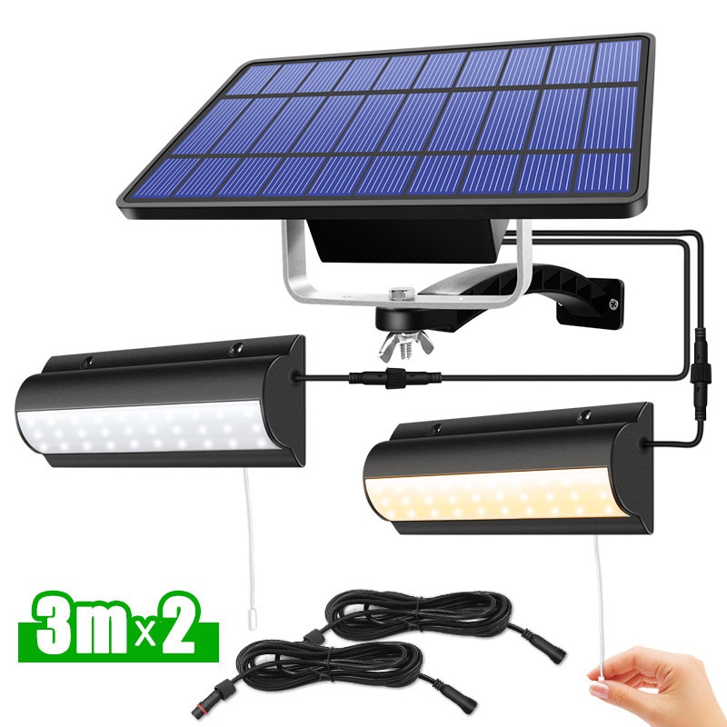 Lampe solaire suspendue avec interrupteur et interrupteur, éclairage pour l'intérieur et l'extérieur, lumière unique en deux parties, allumage/extinction automatique, idéal pour une chambre, un balcon ou une terrasse, modèle de LED