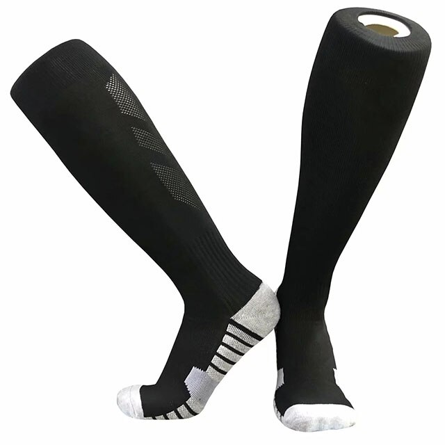 Durable Sports Socks Knee Legging Stockings Soccer Baseball Football Over Knee Ankle Men kids Socks Cycling CJM624: black / Adult size