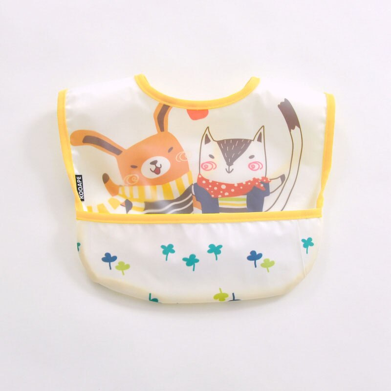 Babador impermeável e à prova de sujeira leve do infante na moda fácil esfregar o bolso da criança do arroz macio e confortável comer o babador: 2 Friends