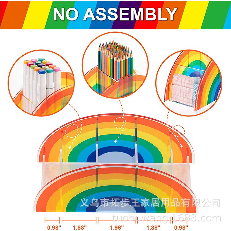Nordic acrylic desktop collating machine, transparent iridescent, classified office stationery pen container, beautiful, can be obtained in a case