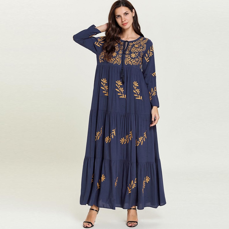 Vestidos compridos dubai abaya kaftan marokko arabisk muslimsk kjole kalkun kaftan tyrkisk hijab kjoler robe musulmane longue arabisk