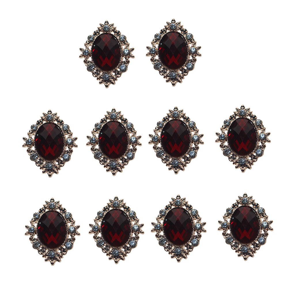 10 Pcs 25 Mm Strass Cabochons Plaksteen Crystal Knoppen Versieringen Bruiloft Sieraden Telefoon Decor Diy Kledingstuk Naaien Acce: Dark Red