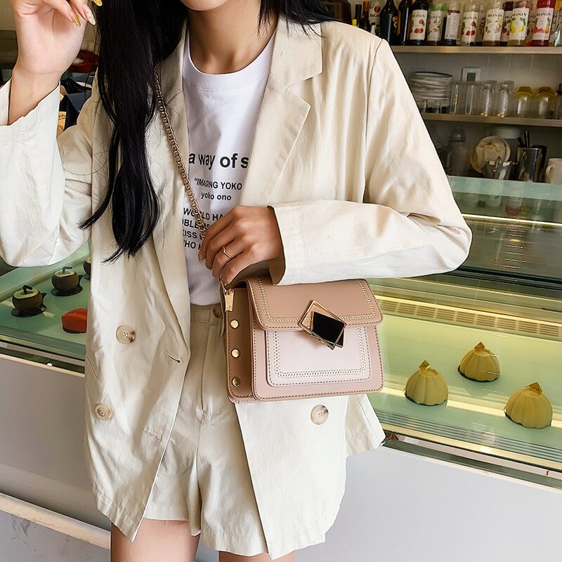 Korean style Chain Leather Crossbody Bags For Women Small Shoulder Messenger Bag Special Lock Female Travel Handbags