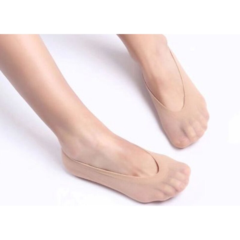 10 par usynlige liner sokker kvinder no show peds low cut anti-skrid bund bue sokker: Beige