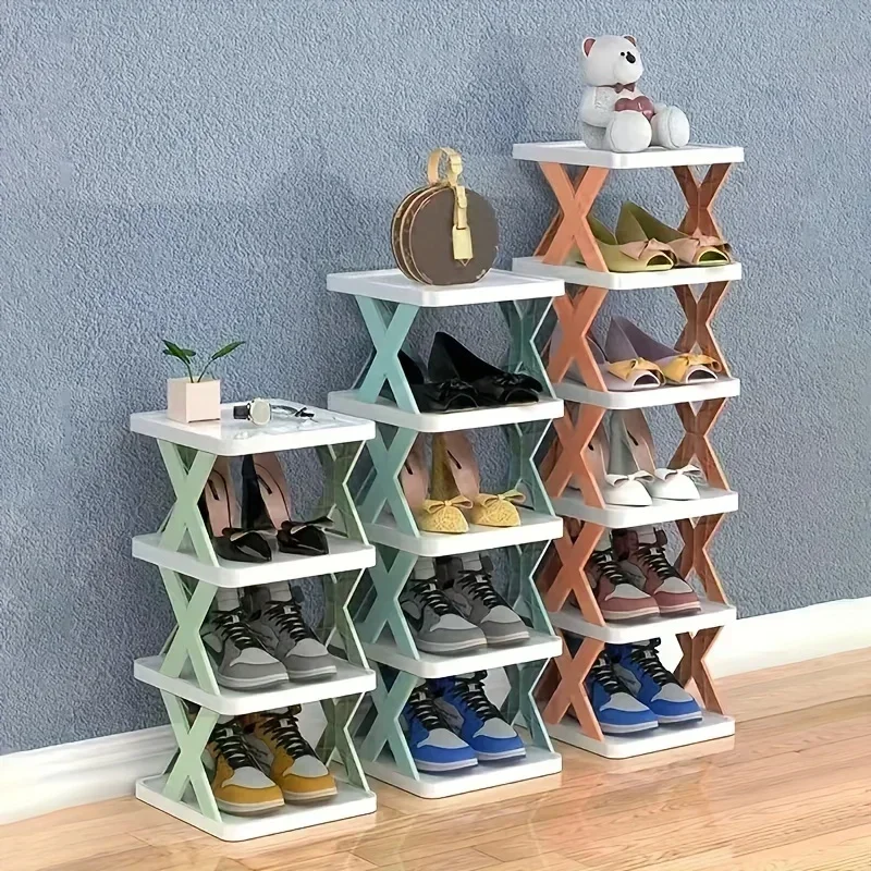 Narrow Shoes Rack, Small Vertical Shoes Stand, DIY Shoes Storage Organizer Rack, Easy Assembly&Space Saving Shoe Rack