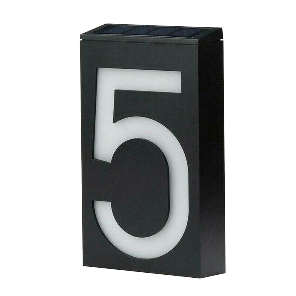 LED Solar Power Light Sign House Number Door Address Plaque Outdoor Wall Lamp Number Digits Plate Wall Sign Light Sensor: 5