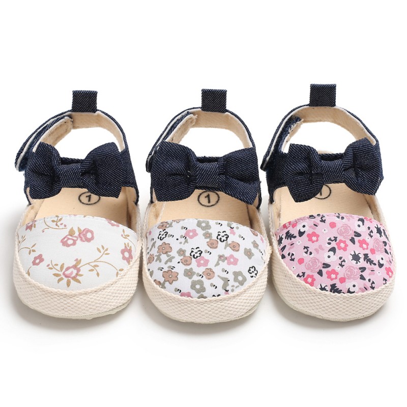 Newborn Baby Shoes Printed Sandals for Girls Summer Print Bows Baby Girls Sandals Cotton Printed Beach Sandals Princess Shoes