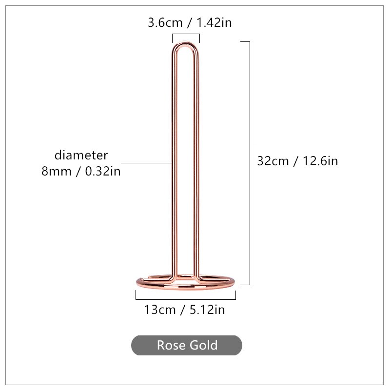 Køkkenrullepapirholder håndklædestativ rustfrit stål toiletpapirstand spisestue bordpapirstand rose guldservietter rack 1pc: Rose guld