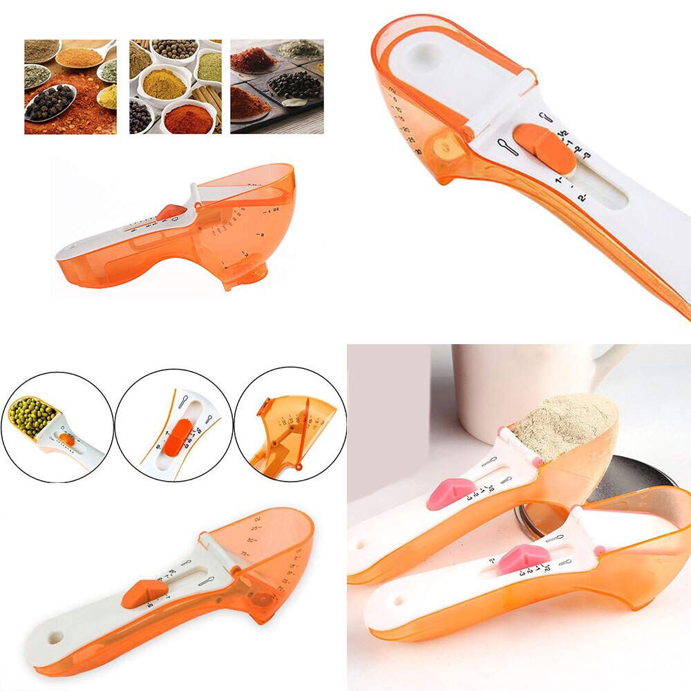 Plastic Adjust Measuring Cup Spoons Scale Scoop Kitchen Cooking Handle Baking Sugar Floor Measure Tool Baking Kitchen Gadgets