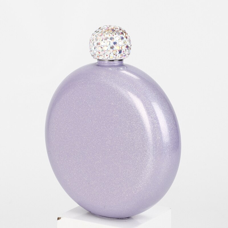 Portable Stainless Steel Round Hip Flask Alcohol Bottle Travel Whiskey Alcohol Liquor Bottle Flagon Small Mini Bottle: violet
